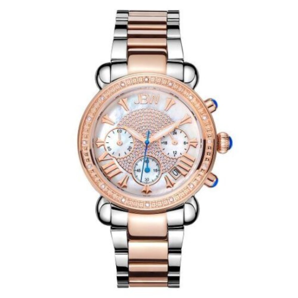 1490 Msrp Jbw Diamond Chronograph Mother Of Pearl Dial Ladies Watch